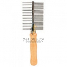 Kamm pet beauty - Metall mit Holzgriff, doppelseitig